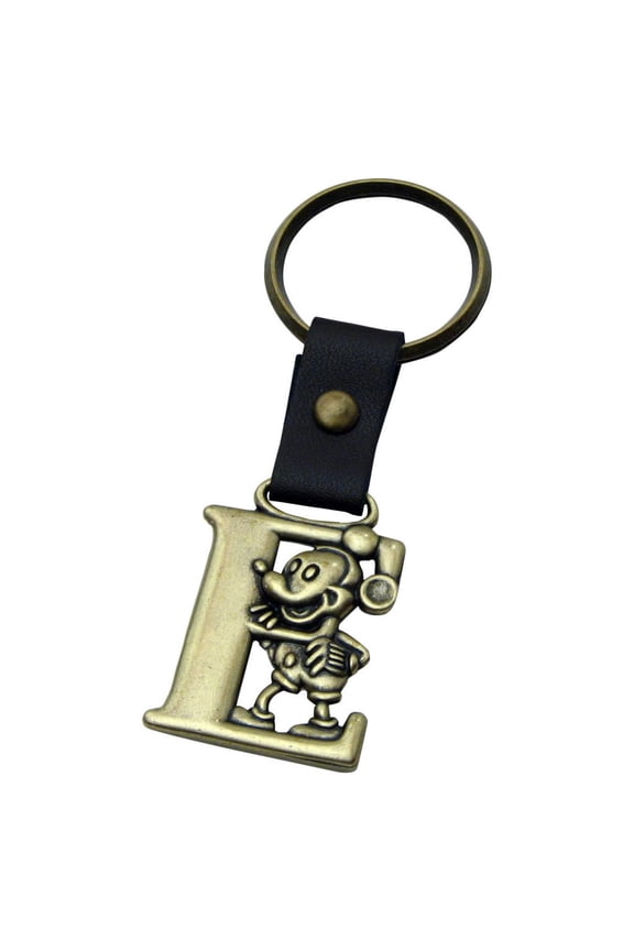 Mickey Mouse Letter E Brass Key Chain