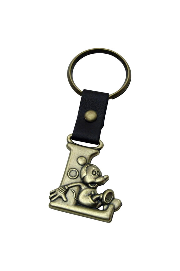 Mickey Mouse Letter L Brass Key Chain