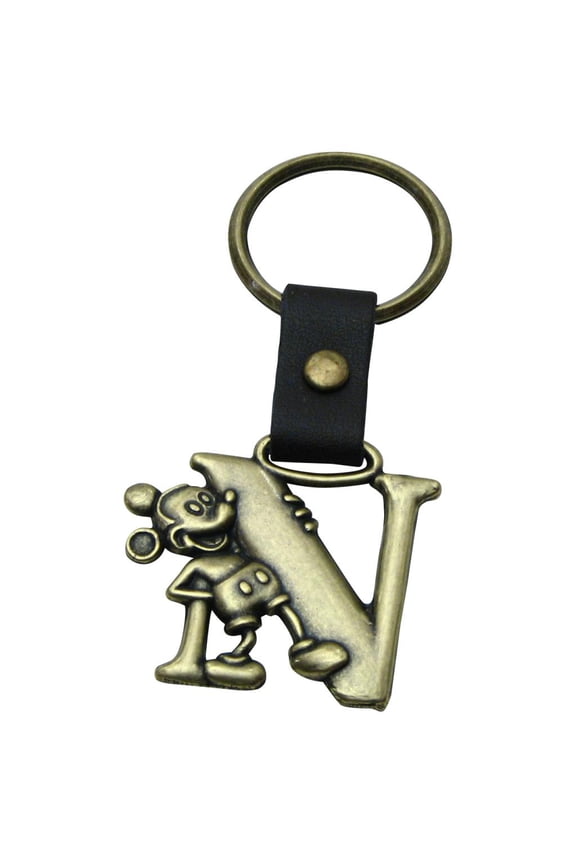 Mickey Mouse Letter N Brass Key Chain