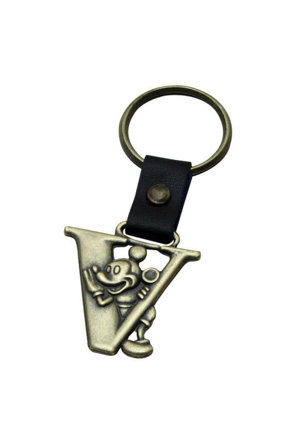 Mickey Mouse Letter V Brass Key Chain