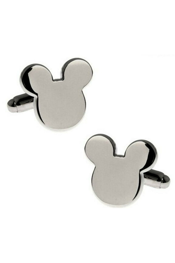 Mickey Mouse Logo Silvertone Metal Cufflinks