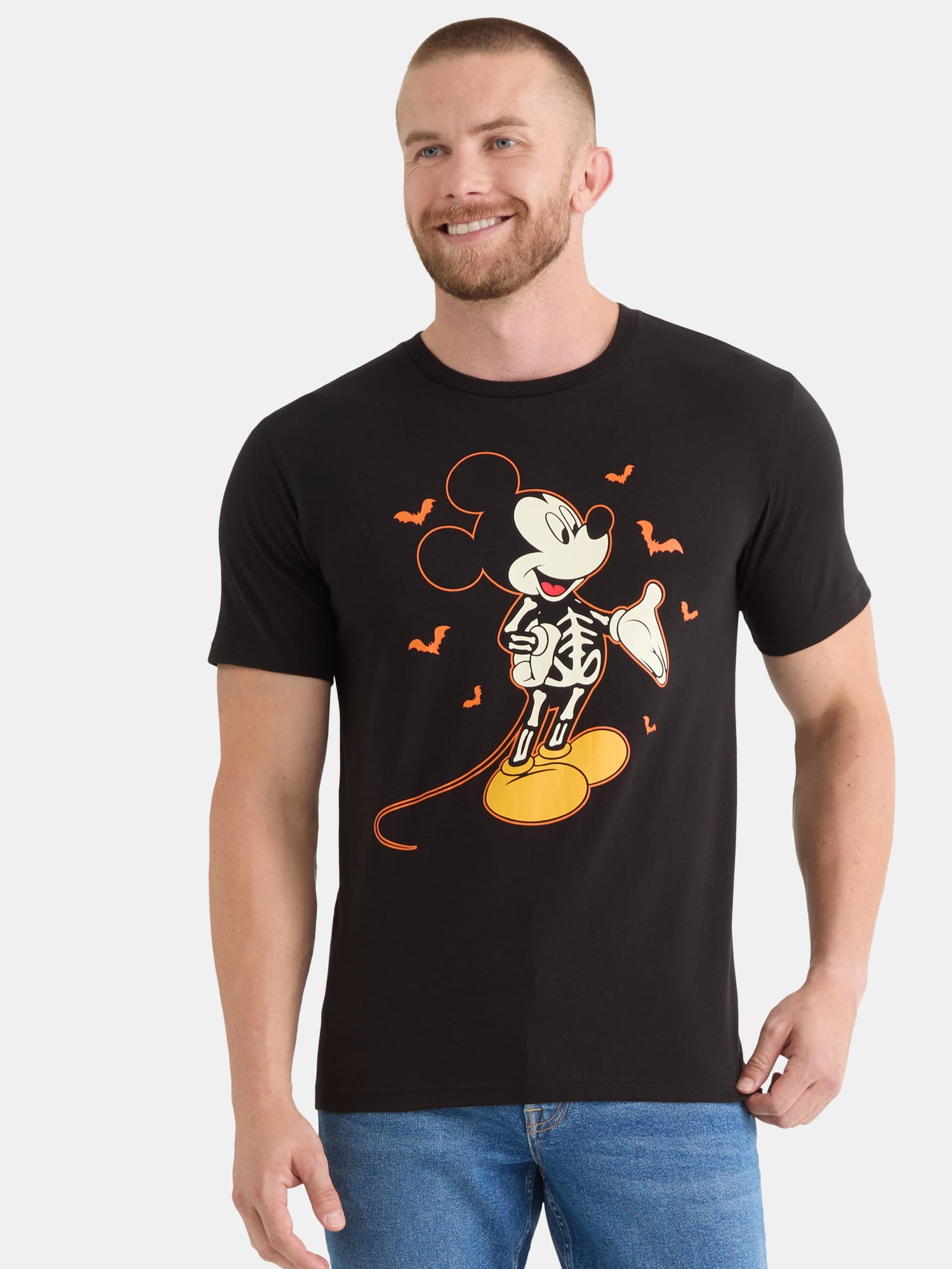 Mickey Mouse Men's and Big Men's Halloween Graphic Tee with Short Sleeves, Sizes XS-3XL
