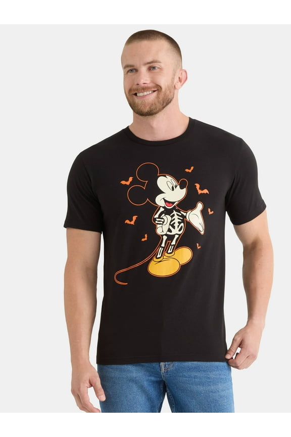 Mickey Mouse Men's and Big Men's Halloween Graphic Tee with Short Sleeves, Sizes XS-3XL
