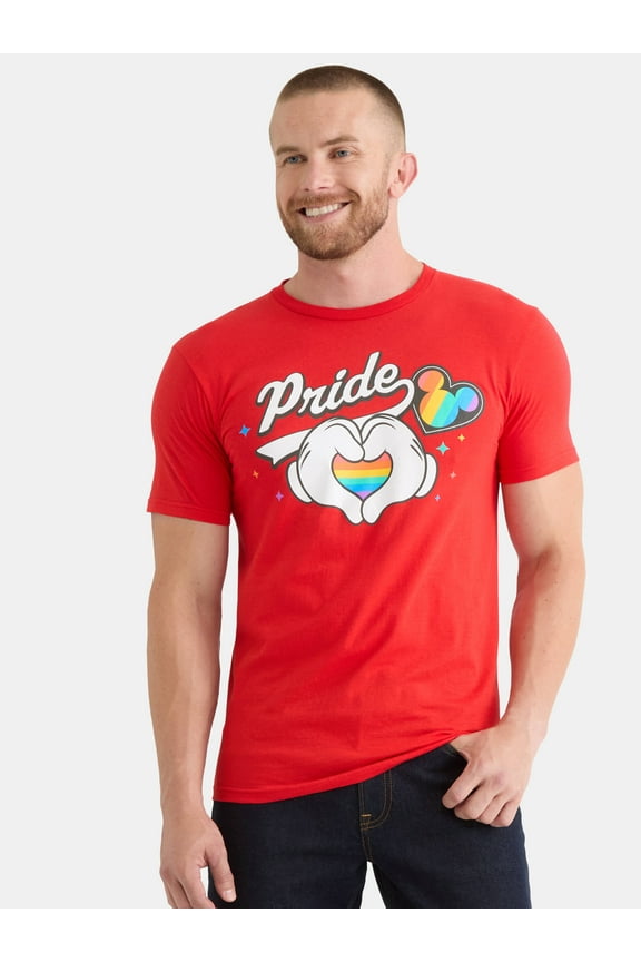 Mickey Mouse Men’s and Big Men's Pride Cotton Graphic Tee with Short Sleeves, Sizes S-3XL