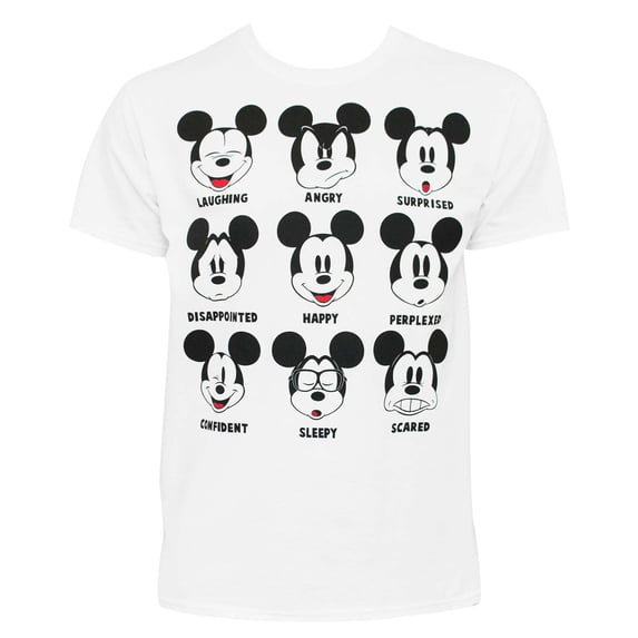 Mickey Mouse Men's White Expressions T-Shirt-Large