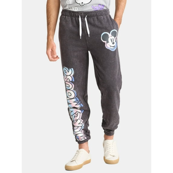 Mickey Mouse Men's and Big Men's Logo Graphic Jogger Pants, 27" Inseam, Sizes S-3XL