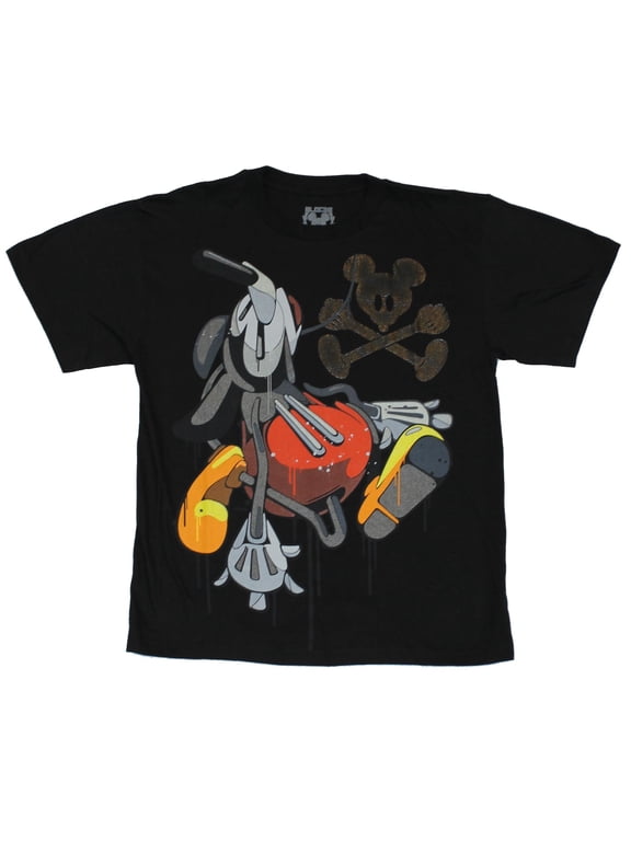 Mickey Mouse Mens T-Shirt - Bloc 28 Sparkly Metallic Trimmed Abstract Mickey (X-Small)