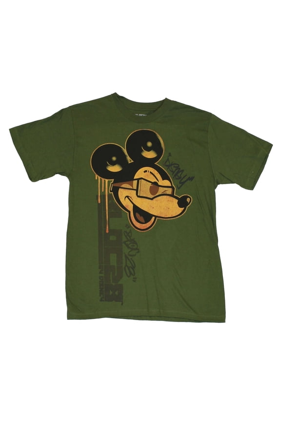 Mickey Mouse Mens T-Shirt - Stylized Bloc 28 Graffiti Dripping Mickey Image (X-Small)
