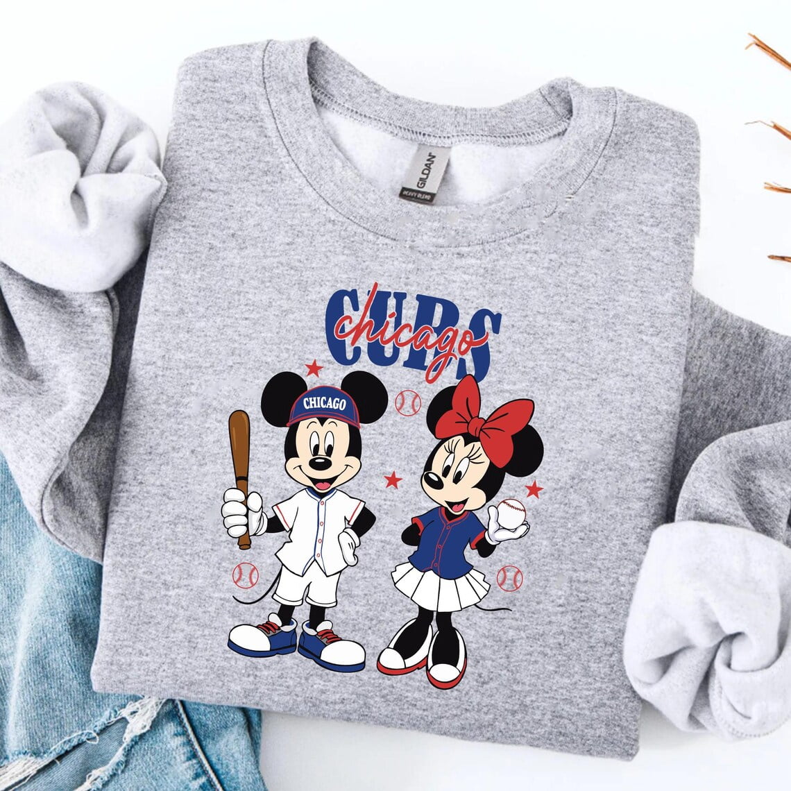 Mickey Mouse & Minne Cubs Baseball Sweatshirt, Disney Sport Shirt,Sport ...