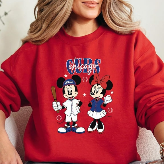 Mickey Mouse & Minne Cubs Baseball Sweatshirt, Disney Sport Shirt