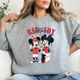 thumbnail image 1 of Mickey Mouse & Minne Red Sox Baseball Sweatshirt, Disney Sport Shirt, 1 of 5