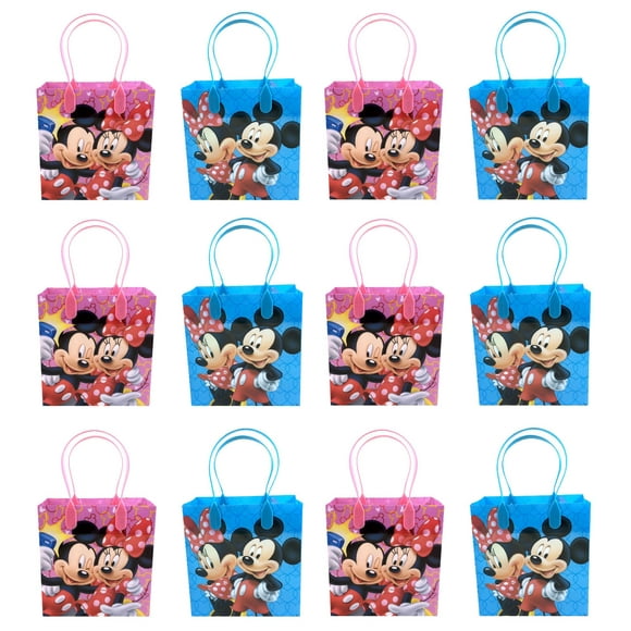 Mickey Mouse & Minnie 12 Authentic Licensed Party Favor Reusable Medium Goodie Gift Bags 6"