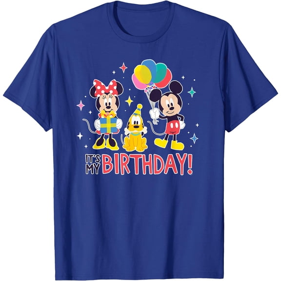 Mickey Mouse Minnie and Pluto It's My Birthday Cute DTG Print Unisex T-Shirt