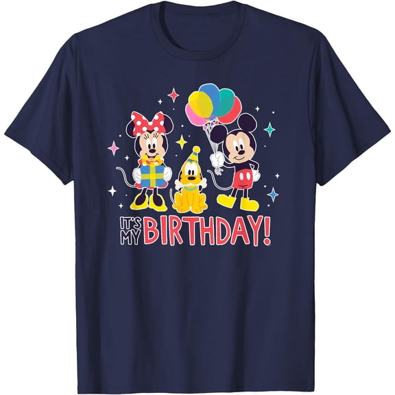 Mickey Mouse Minnie and Pluto It's My Birthday Cute DTG Print Unisex T-Shirt