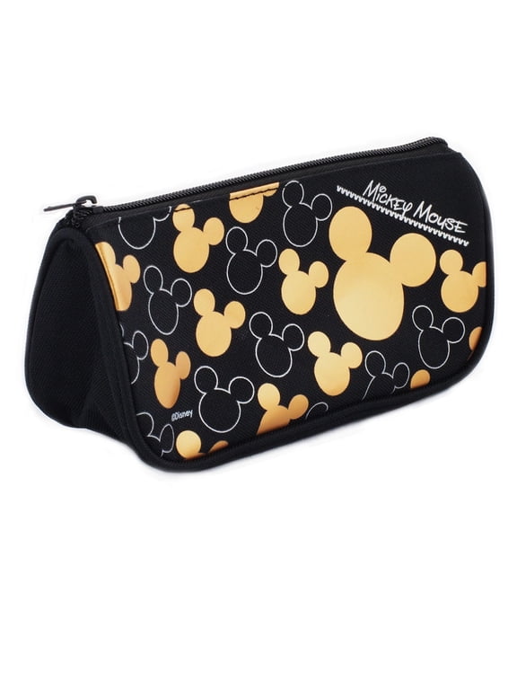 Mickey Mouse Multi Purpose Triangle Style Black Gold Pencil Case