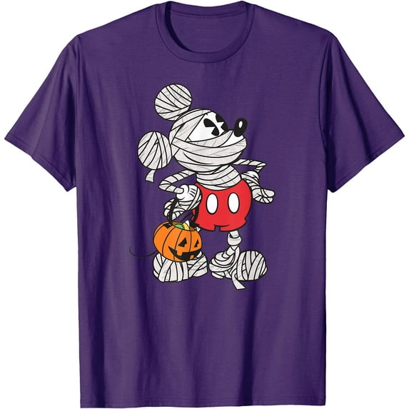 Mickey Mouse Mummy Halloween DTG Print Unisex T-Shirt,Purple Color,Size XL