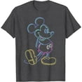 thumbnail image 1 of Mickey Mouse Neon Line Portrait DTG Print Unisex T-Shirt,Dark Heather Grey Color,Size YM, 1 of 5