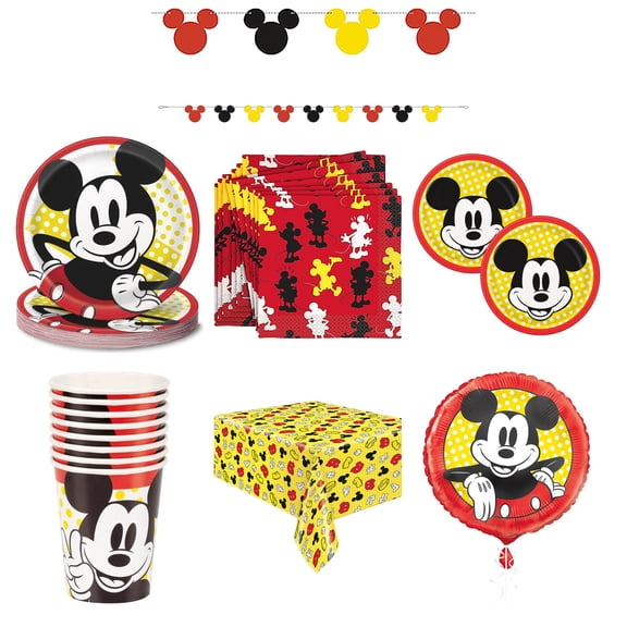 Mickey Mouse Party Supplies and Foil Balloon Set for 16 Guests