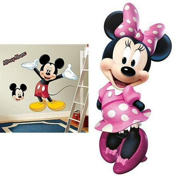 Mickey Mouse Peel and Stick Giant Wall Decal AND Minnie Bow-Tique Peel and Stick Giant Wall Decal Combo Set