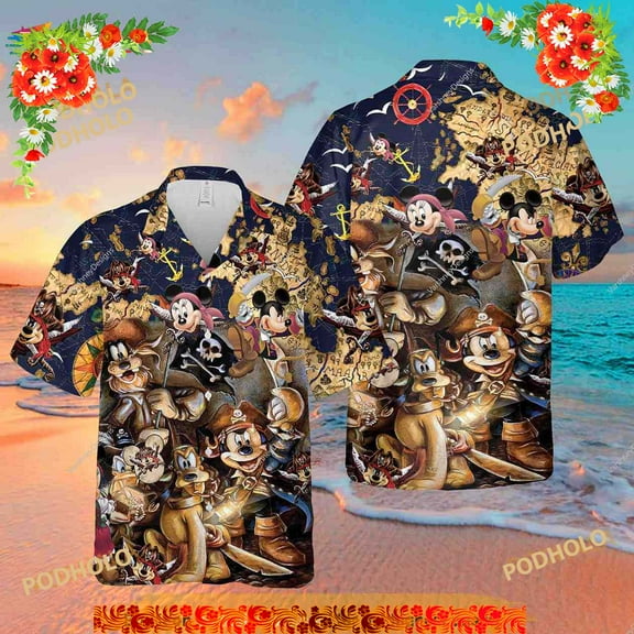 Mickey Mouse Pirate Hawaiian Shirt, Summer Hawaiian Shirt, Funny Gift