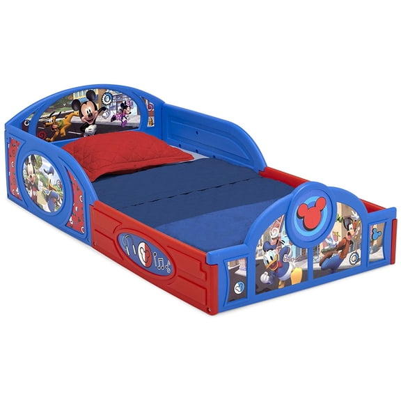 Mickey Mouse Plastic Sleep and Play Toddler Bed with Attached Guardrails by Delta Children