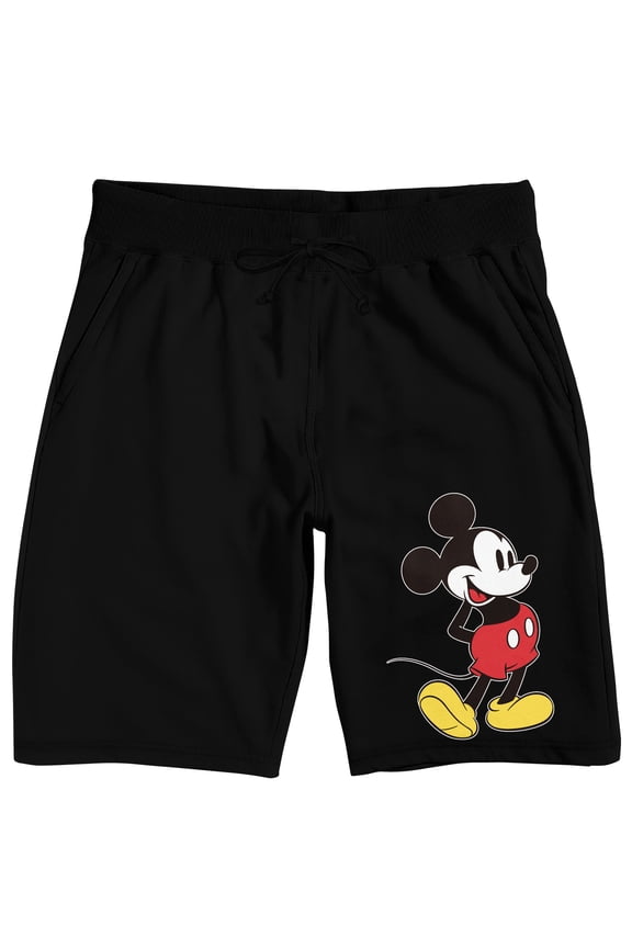 Mickey Mouse Playful Pose Adult Black Sleep Pajama Shorts-XL