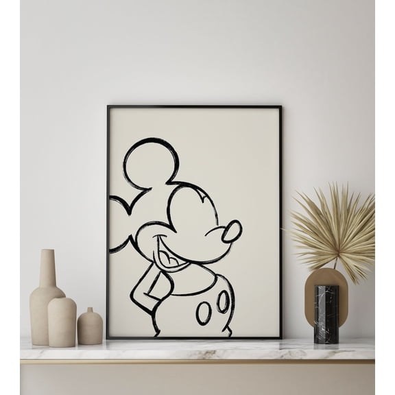 Mickey Mouse Print Artwork Drawing Painting Sketch Matte Minimal Modern Boho Home Decor Magic Kids Nursery Poster Printable, 12x18 UNFRAMED