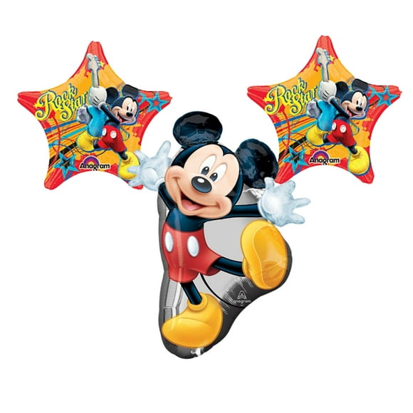 Mickey Mouse Rock Star Guitar Music Birthday 3 pc balloon bouquet Decoration