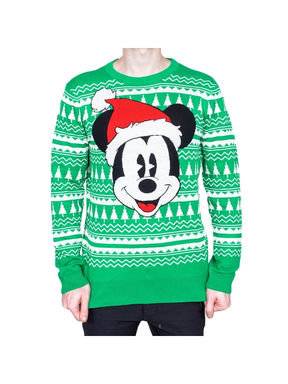 Mickey Mouse Santa Hat Big Face Ugly Christmas Sweater