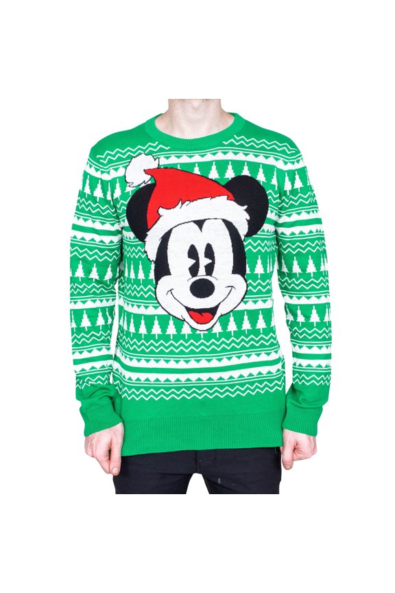 Mickey Mouse Santa Hat Big Face Ugly Christmas Sweater
