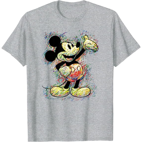 Mickey Mouse Scribble DTG Print Unisex T-Shirt