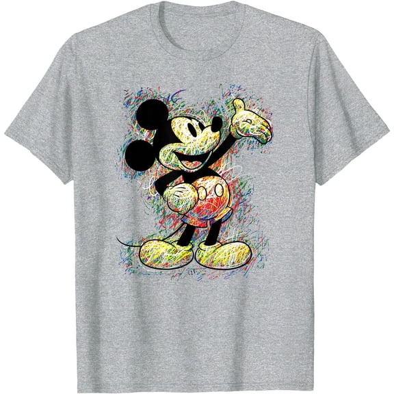 Mickey Mouse Scribble DTG Print Unisex T-Shirt