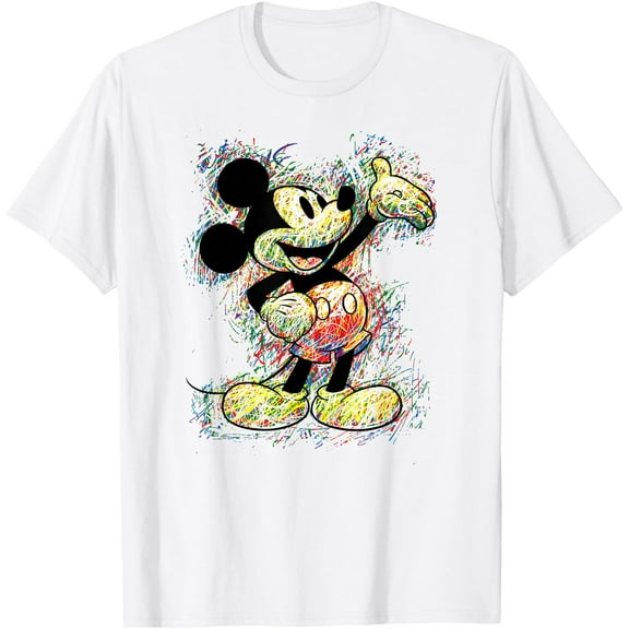 Mickey Mouse Scribble DTG Print Unisex T-Shirt