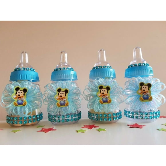 Mickey Mouse | Set of 12 Bottles Favors | Baby Shower Decorations | It's a boy