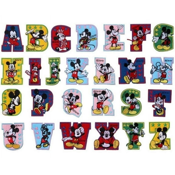 Mickey Mouse Set of 26 Alphabet 3 Inches Tall Iron on Patches