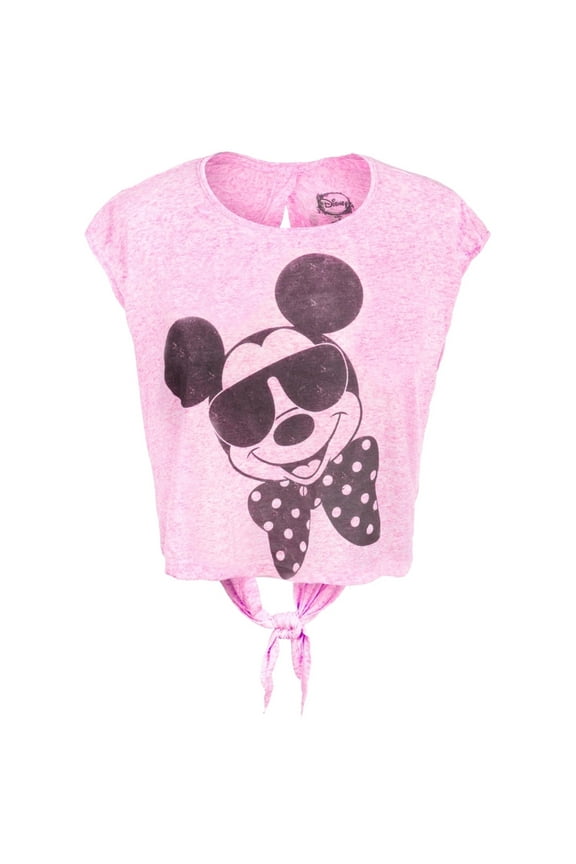 - Shades and Bowtie Juniors Open Tie-Back Half T-Shirt - Large