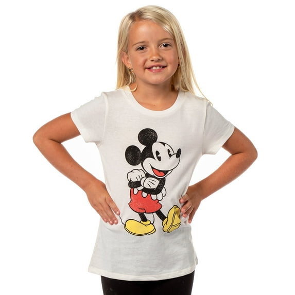 Mickey Mouse Shirt Girls Cute Mickey Pose Kids Graphic Print Short Sleeve T-Shirt