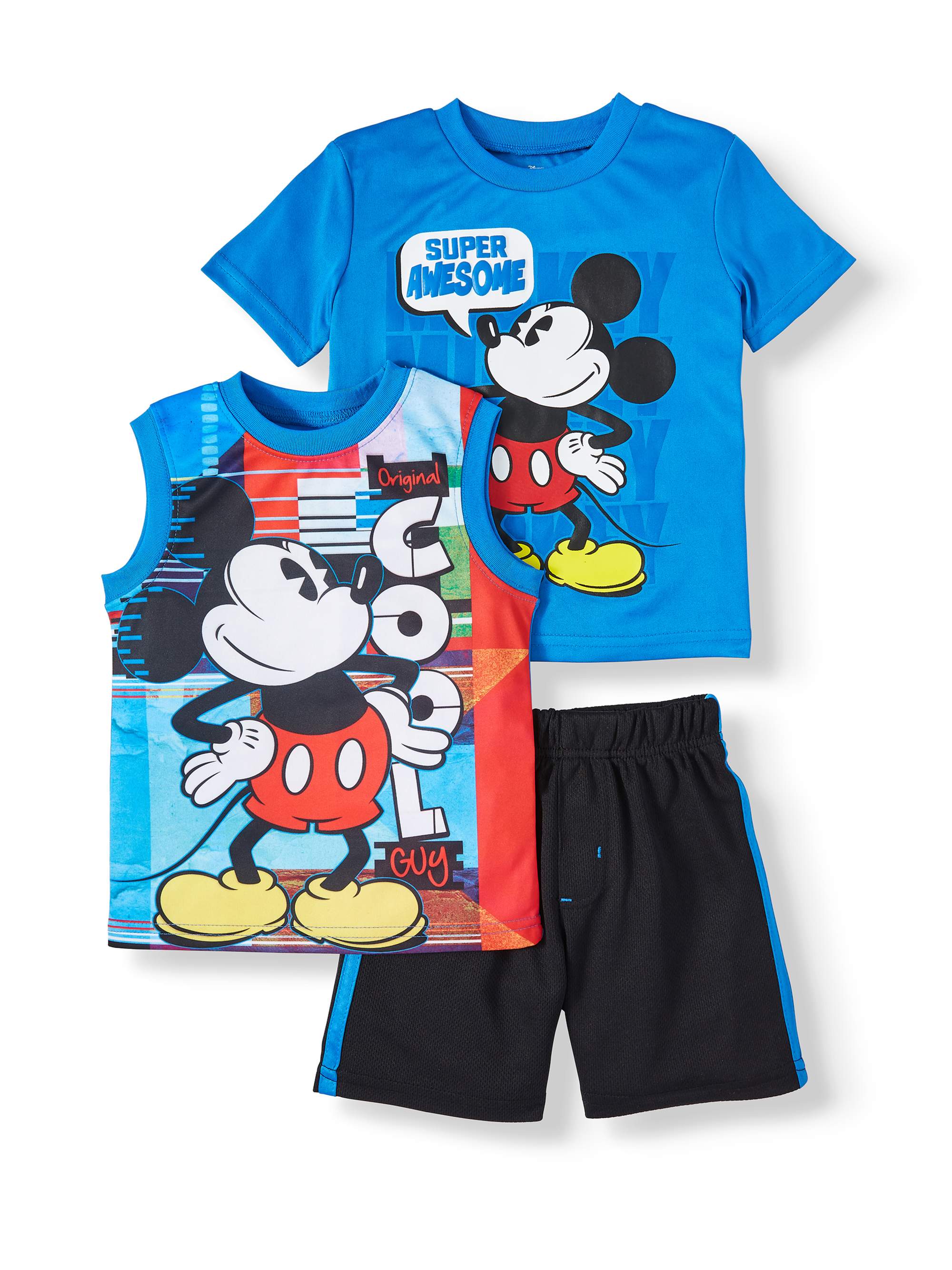 Mickey Mouse Short Sleeve Graphic T-shirt, Graphic Tank Top & Mesh Short, 3pc Outfit Set (Toddler Boys) - image 1 of 2