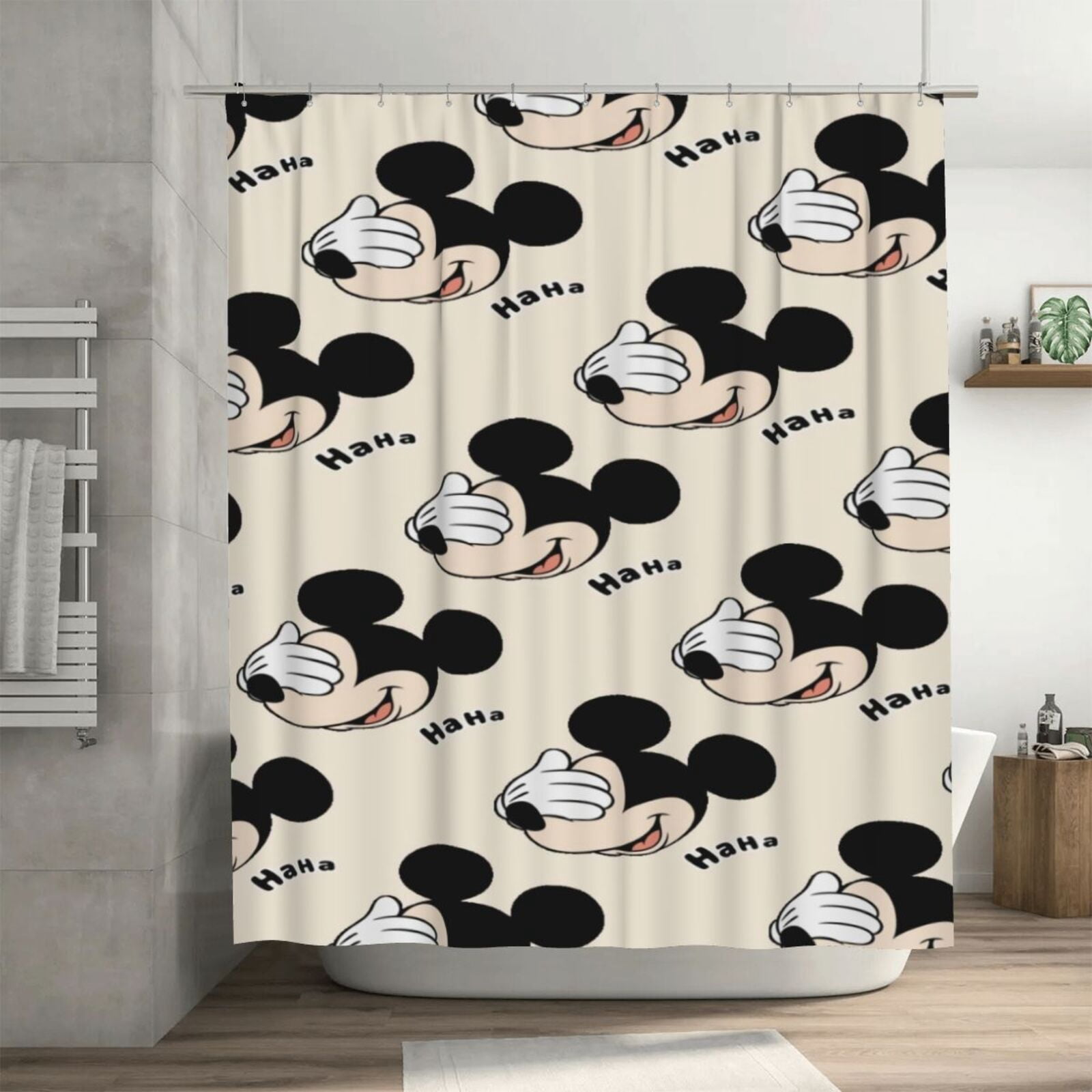 Mickey Mouse Shower Curtain Funny Washable Waterproof Fabric Cartoon Shower Curtains Bathroom ...