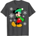 thumbnail image 1 of Mickey Mouse Snowflakes Christmas Holiday DTG Print Unisex T-Shirt,Dark Heather Grey Color,Size YS, 1 of 5