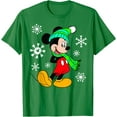 thumbnail image 1 of Mickey Mouse Snowflakes Christmas Holiday DTG Print Unisex T-Shirt,Irish Green Color,Size 4XL, 1 of 5
