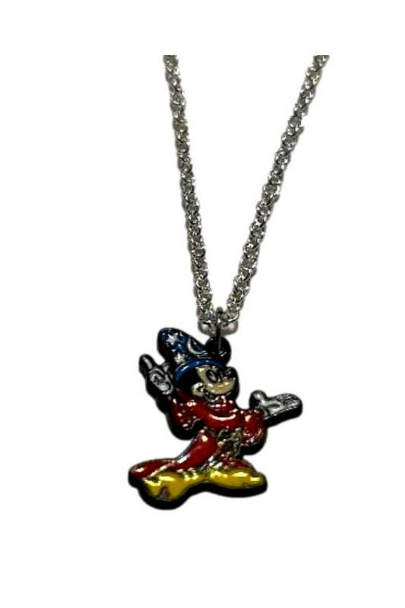 Mickey Mouse Sorcerer Wizard Metal Enamel Pendant Necklace