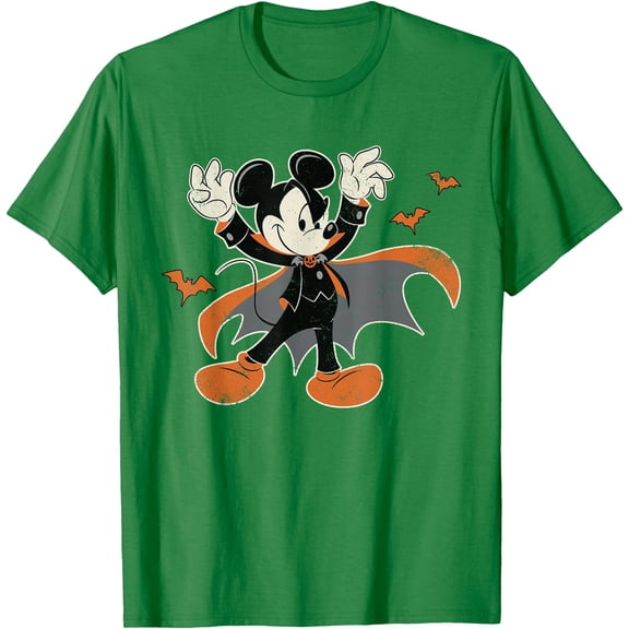 Mickey Mouse Spooky Dracula Halloween DTG Print Unisex T-Shirt,Irish Green Color,Size M