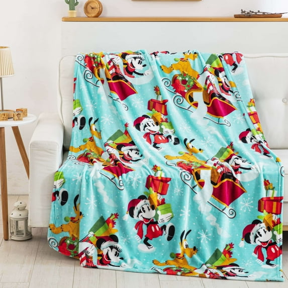Mickey Mouse Spreading Cheer Disney Kids Silk Touch Throw Blanket, 50 x 70 inches Blue