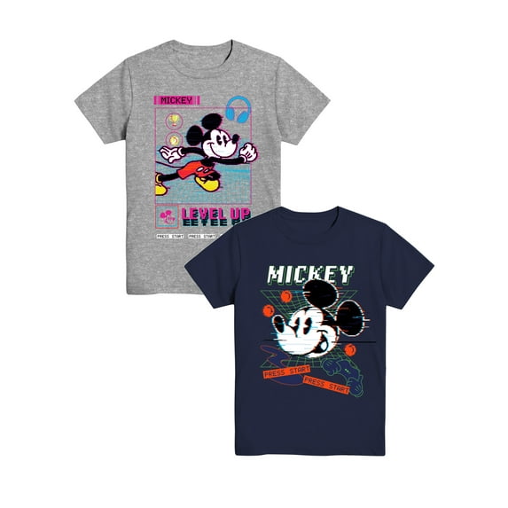 Mickey Mouse Start Up, Boys Graphic Short Sleeve T-Shirt, 2Pack, Sizes 4-18