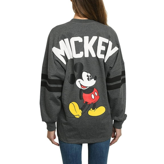 Mickey Mouse Sweatshirt Disney Womens Long Sleeve Oversized Jersey Charcoal Gray