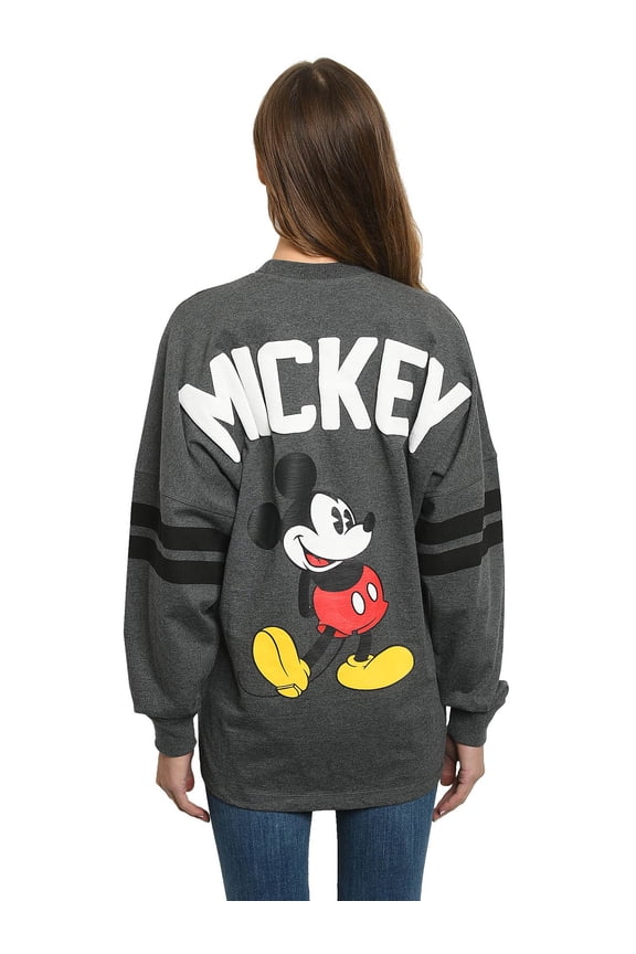 Mickey Mouse Sweatshirt Disney Womens Long Sleeve Oversized Jersey Charcoal Gray