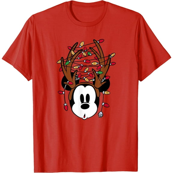 Mickey Mouse Tangled Holiday Christmas DTG Print Unisex T-Shirt,Red Color,Size M