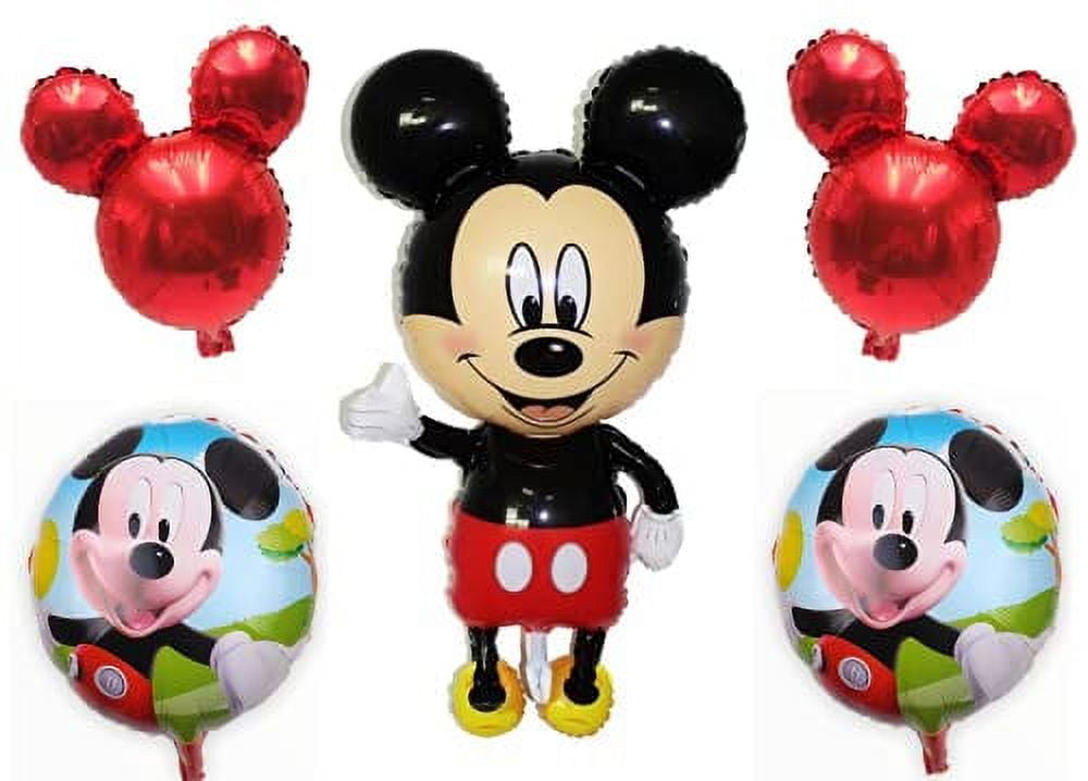 Mickey Mouse Theme Party Balloons - Mickey Balloon Set Baby Shower - Jumbo Mickey Body Small Heads - Mickey Mouse Balloons Birthday Decorations - Combined Bundle with Ribbon by Jolly Jon