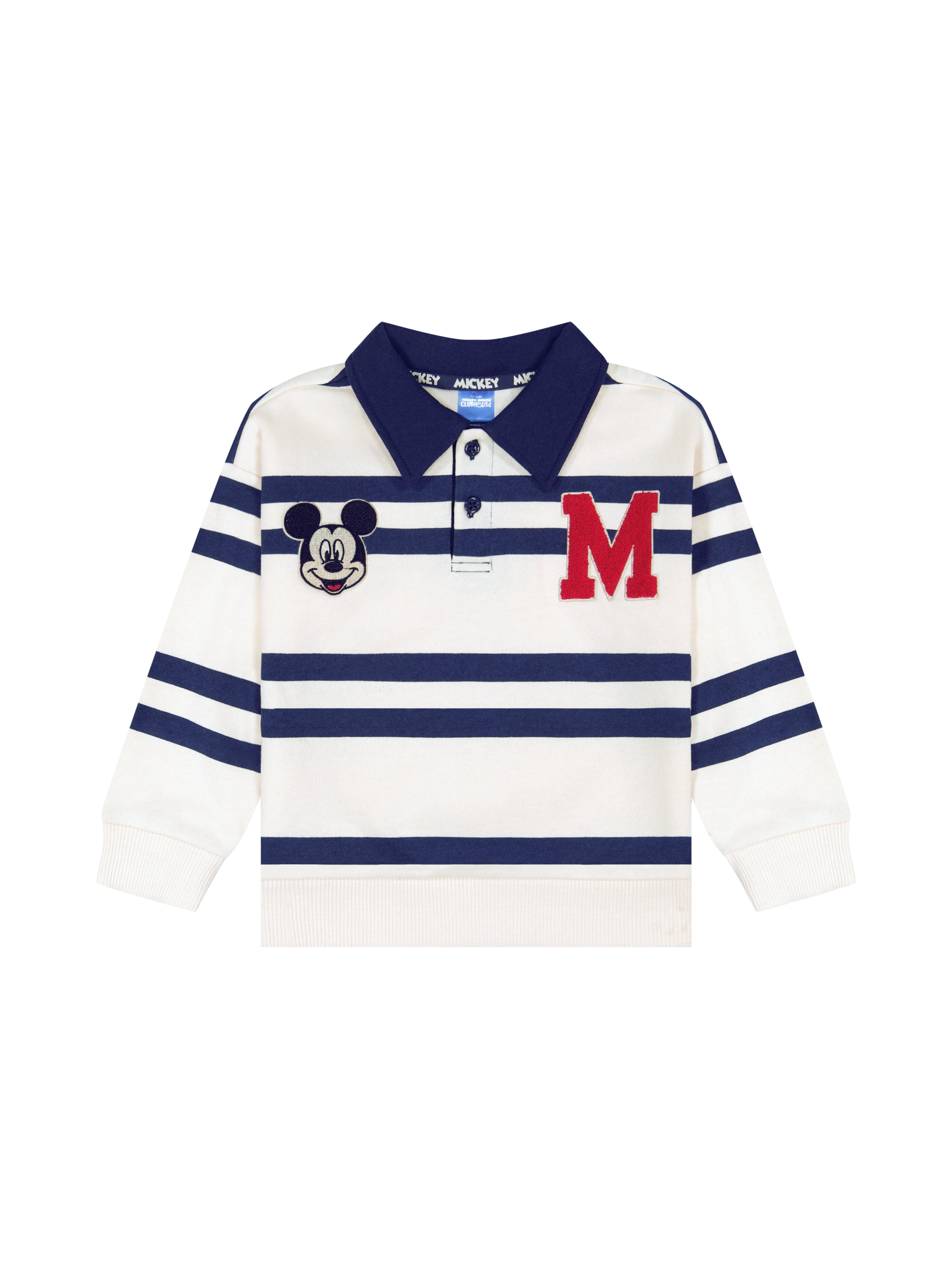 Mickey Mouse Toddler Boy Cream Long Sleeve Rugby Shirt, Sizes 12M-5T